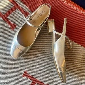 Unisa Shiny Silver Mary Jane Flats